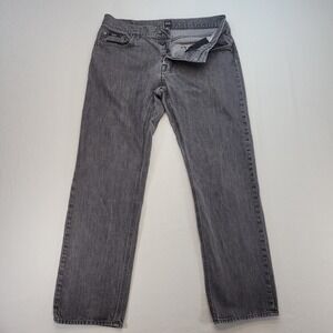 BOSS Hugo Boss Jeans Mens 36x32* Gray Oregon Straight Leg Button Fly Denim